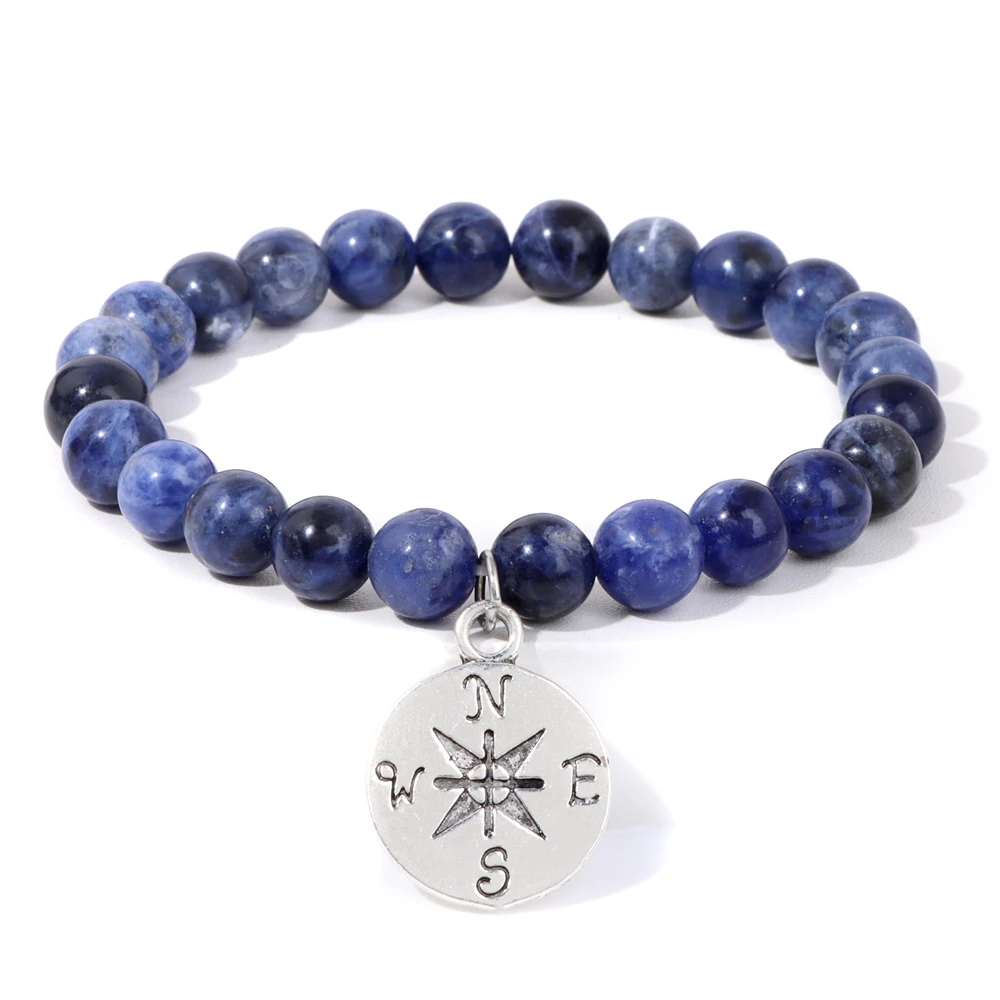 Neue Retro Kompass Charme Armbänder Für Frauen Männer Tigerauge Stein Keltische Viking Anhänger Blutstein Armband Punk Glück Schmuck – Detail 9