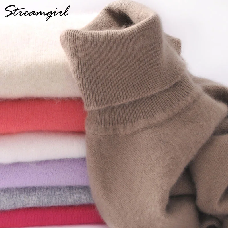 

Cashmere Sweater Women Turtleneck 2021 Winter White Women's Turtleneck Ladies Cashmere Sweater Pullover Female Women Sweaters