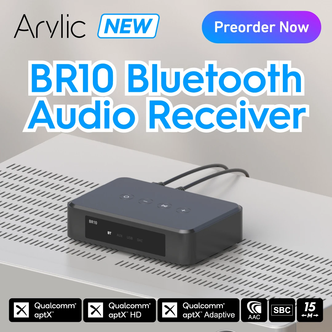 Arylic BR10 Ricevitore Bluetooth E Preamplificatore Wireless - Alta Risoluzione AptX HD, USB, Ottico, DAC