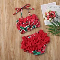 Newborn Baby Girl Two Piece Swimsuits Summer Watermelon Pineapple Printed Swimwear Beachwear Toddler Bikini Bathing Suit for 5