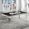 Glam Contemporary1pc Coffee Table Black Glass Top Silver Color Table Living Room Stainless Steel Cabriole-Style Legs 1