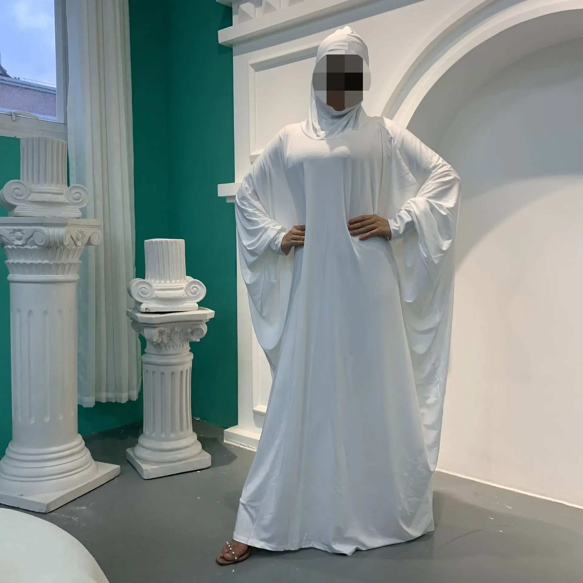 Ramadan Eid One Piece Jilbab Hooded Muslim Women Prayer Dress Abaya Dubai Long Khimar Full Cover Abayas Islamic Clothes Niqab