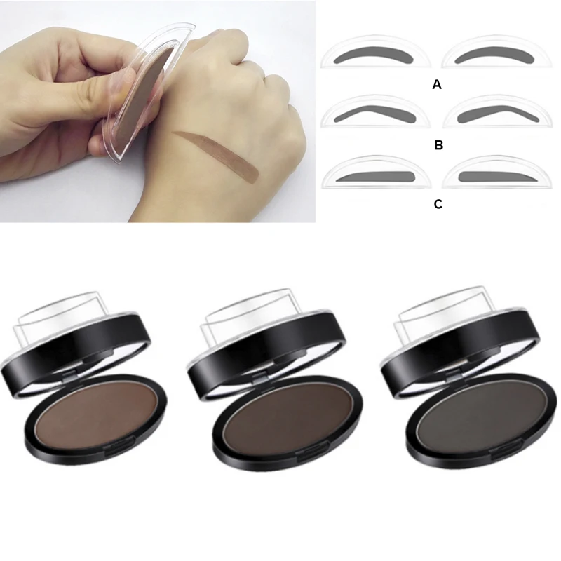 Eyebrow Powder Stamp Tint Stencil Kit Cosmetics Professional Makeup Waterproof Eye Brow Stamp Lift Eyebrow Enhancers Stencil Kit