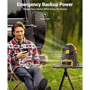 Portable Camping Fan with Lights 20000mAh Rechargeable Battery Operated 3 Speeds Outdoor Tent Fan – Powerful Airflow and LED 4