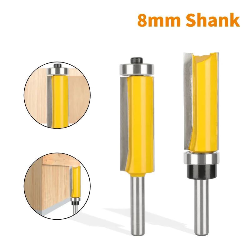 

8MM Shank Pattern Bit Flush Trim Bit Router Bit Woodworking Milling Cutter For Wood Bit Face Mill Carbide Cutter End Mill
