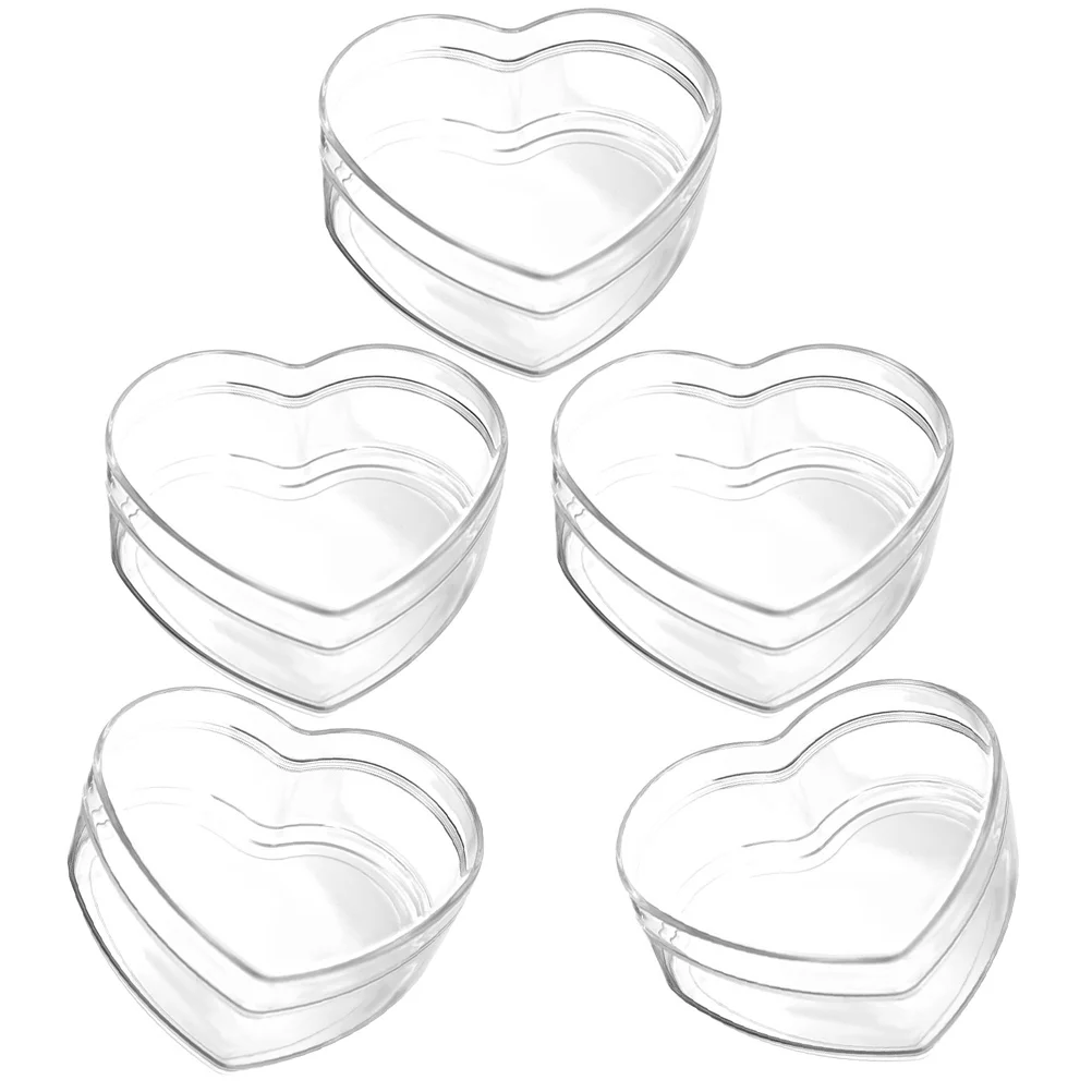 5Pcs Heart Shaped Candy Boxes Transparent Acrylic Gift Containers for ...