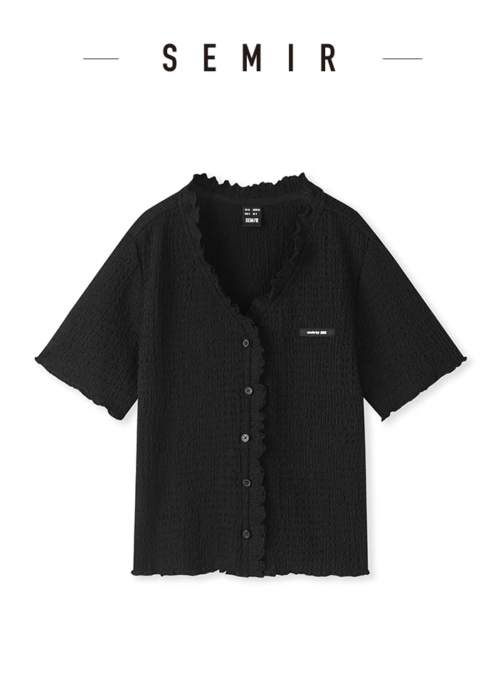 Short-Sleeved T-Shirt Women Short Textured Earrings Summer New Tight Knitted Cardigan Coat Tops