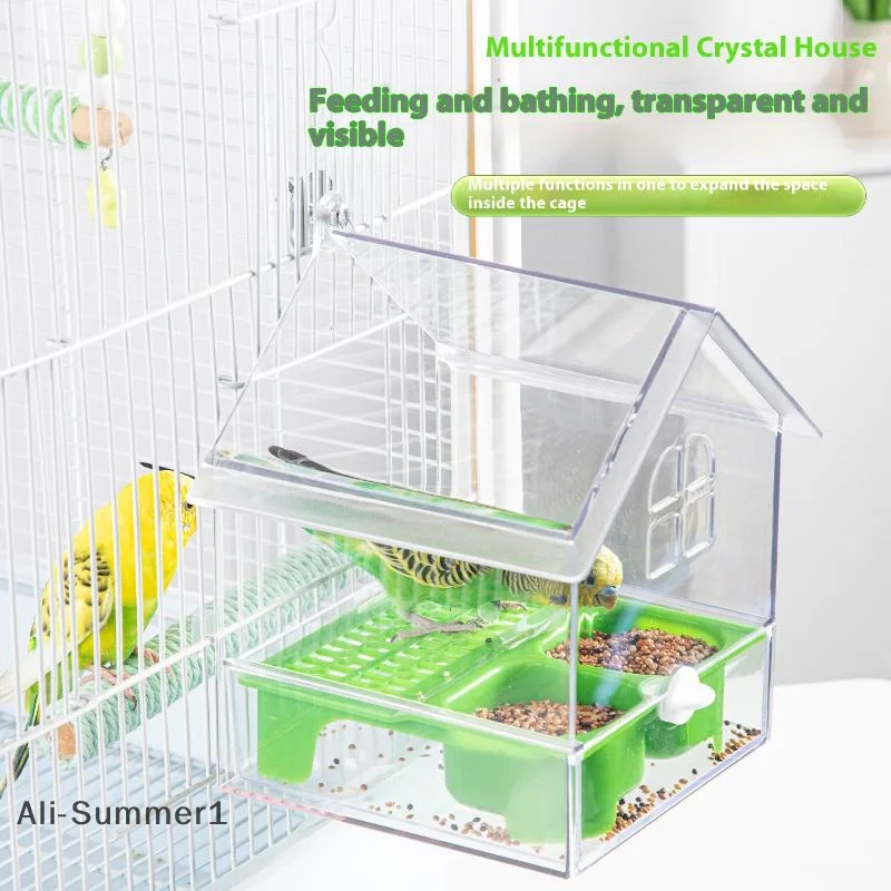 Hanging Parrot Feeder Prevent Scattering Bird Feeding Bowl Multifunction Bird Bath Parakeets Bathtub Bird Cage Accessories 2
