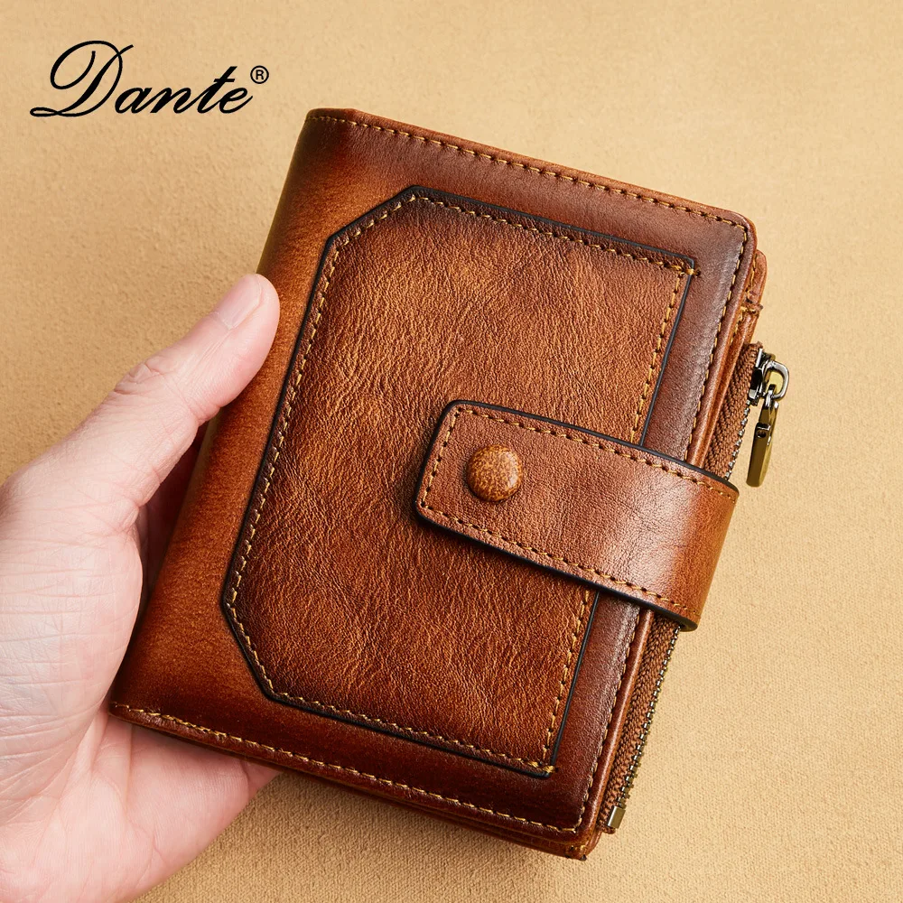 Mens Leather Large Capacity Card Holder Vintage Multifunctional