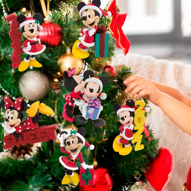 Pingente de natal decorações da árvore disney minnie mickey mouse desenhos  animados plana pendurado ornamentos decoração de natal para casa presente|  | - AliExpress