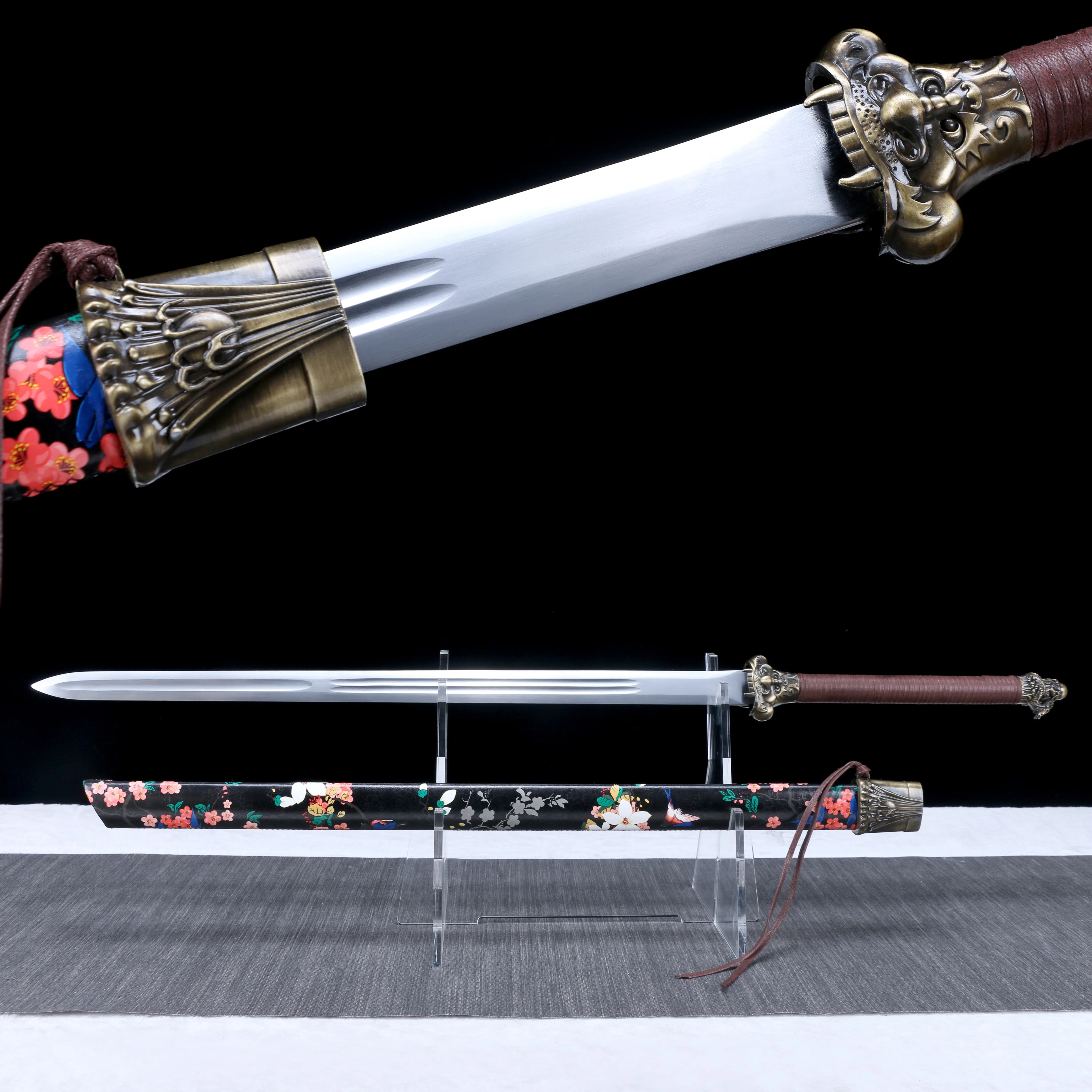 

110cm Medieval bronze Dragon Free Sword High manganese steel Real sword Battle ready real steel sharp flower weapon katana