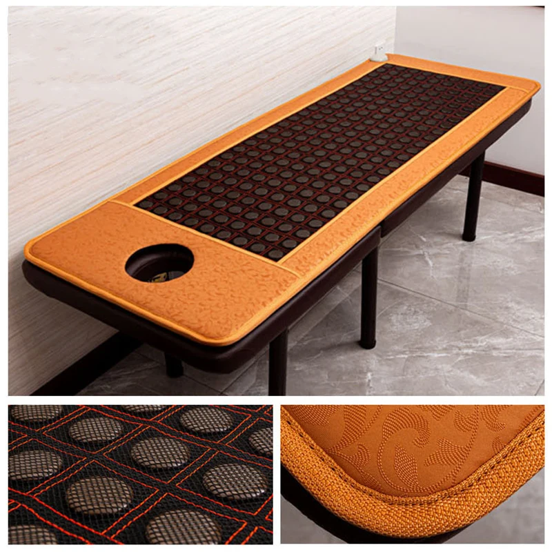 Tourmaline FIR Therapy Far Infrared Heat Stone Mat Jade Heating Pad with Adjustable Timer & Thermostat bed mattress king size