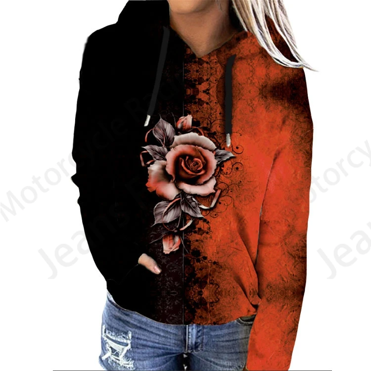 Rose Floral 3d Print Hoodie Women Fashion Oversized Hoodies Women Sweats Flower Coat Sweatshirt With Pocket Pullovers Sudaderas 6