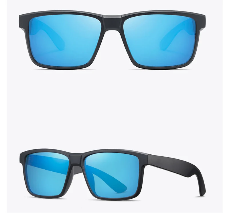 Peekaboo Sonnenbrille mit quadratischem Rahmen, modisch, für Herren, Outdoor, polarisierte Sonnenbrille für Herren, UV400, Fahren, PC, Blau, Braun, 2025, Geschenk – Detail 9