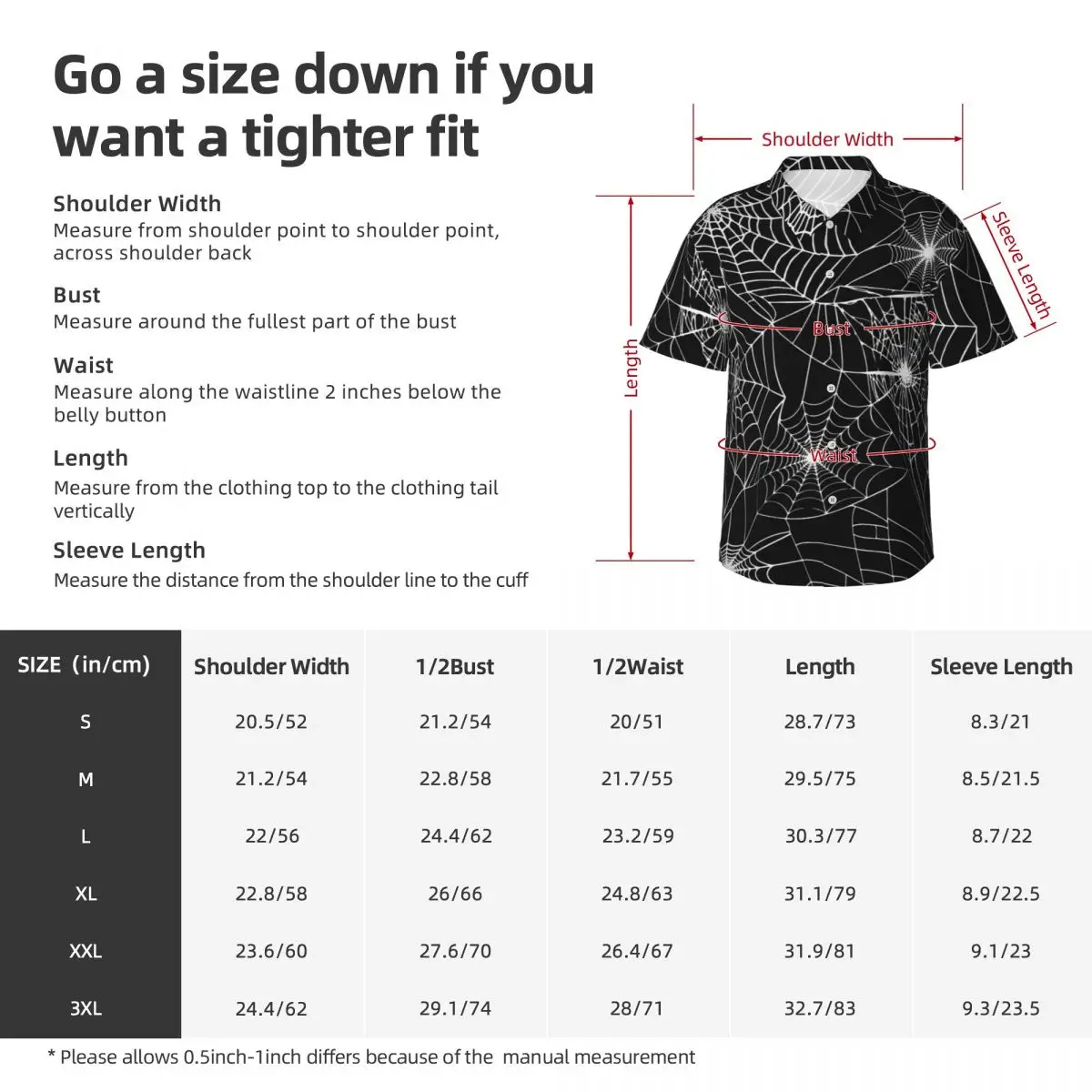 Hawaii Shirt Beach Spooky Halloween Blouses Spider Web Print Vintage Casual Shirts Mens Short Sleeve Streetwear Clothing 5