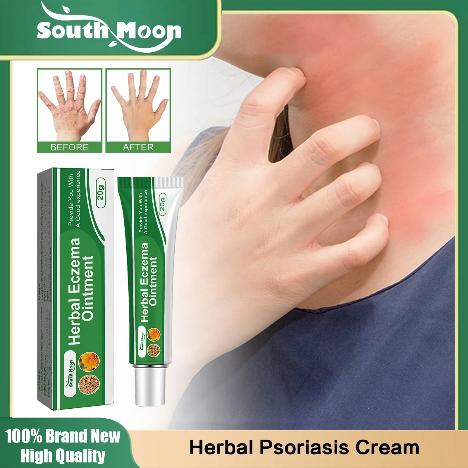 

Herbal Psoriasis Cream Antibacterial Rash Urticaria Treatment Inhibit Dermatitis Fungus Anti Itching Eczema Relief Ointment 20g