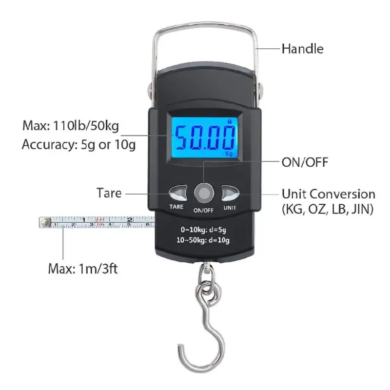 Portable Hand Scale, Electronic Balance Hand Scales, Mini Pocket Digital  Travel Suitcase Luggage Scale, Precision Steelyard Scales For Fishing