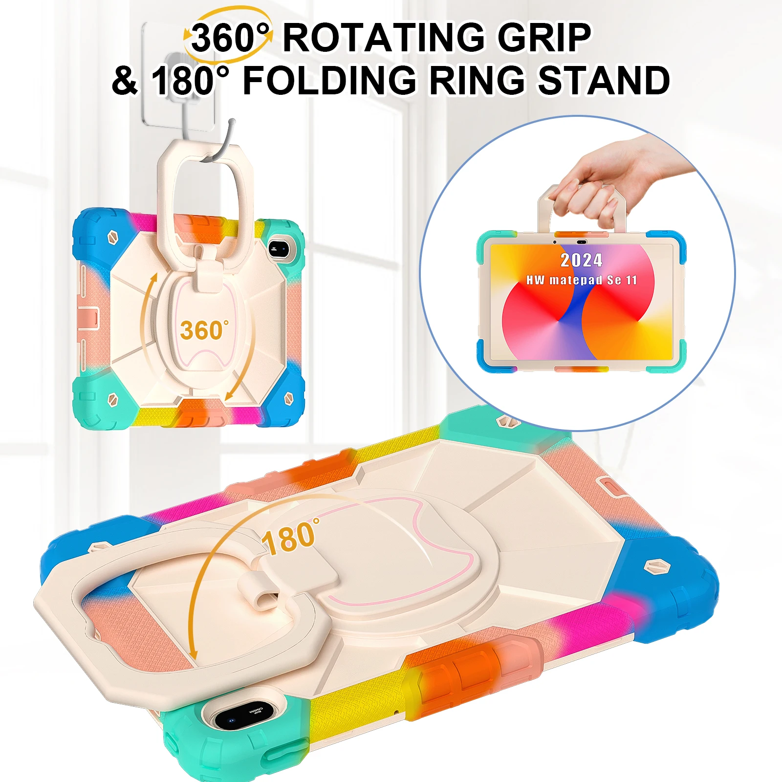 Silicone Armor Case For Huawei Matepad Se Tablet With Rotating Stand_voghion.com