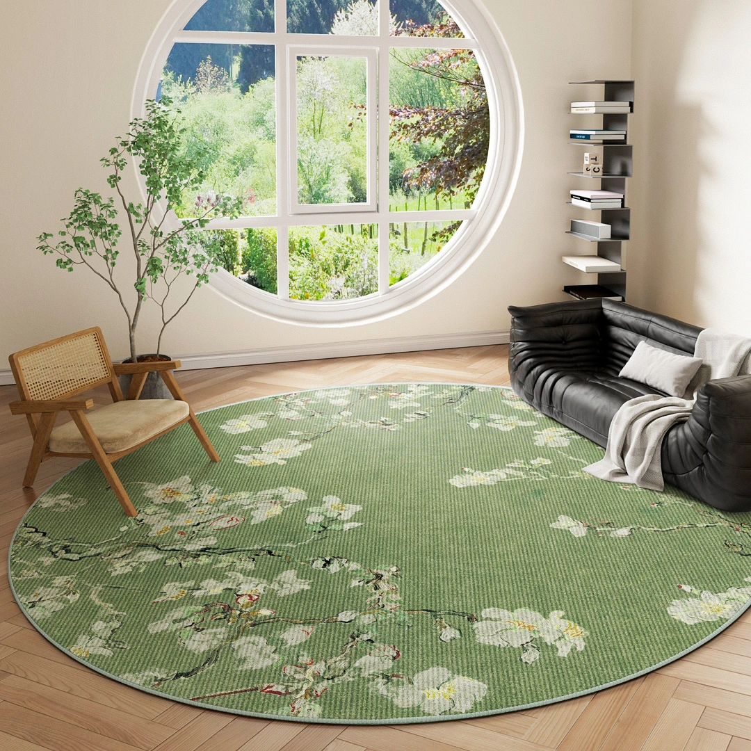 New Chinese Style Round Carpet Thickened Study Anti-slip Mat Light Luxury Carpets for Living Room Home Bedroom Decor Retro Rug 3