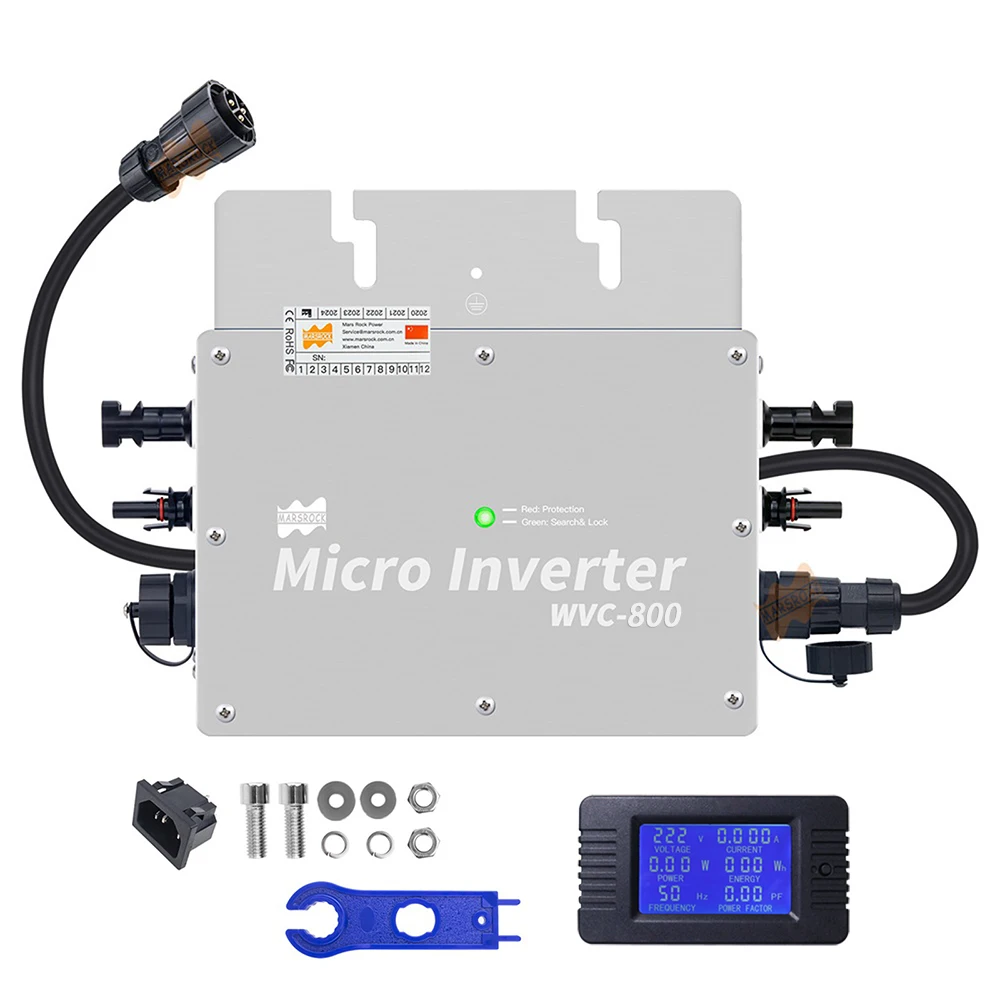 800W Grid Tie Solar Inverter 22-50Vdc Input Mppt Ip65 Microinverter Cavo Ac Con Misuratore Ac Per Pannello Solare Griglia Domestica 120V/230V