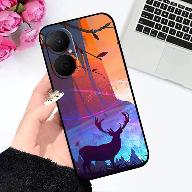 Oil Painted Silicone Back Cover - Soft Matte Protective Case for Huawei Nova Y73/Enjoy 80