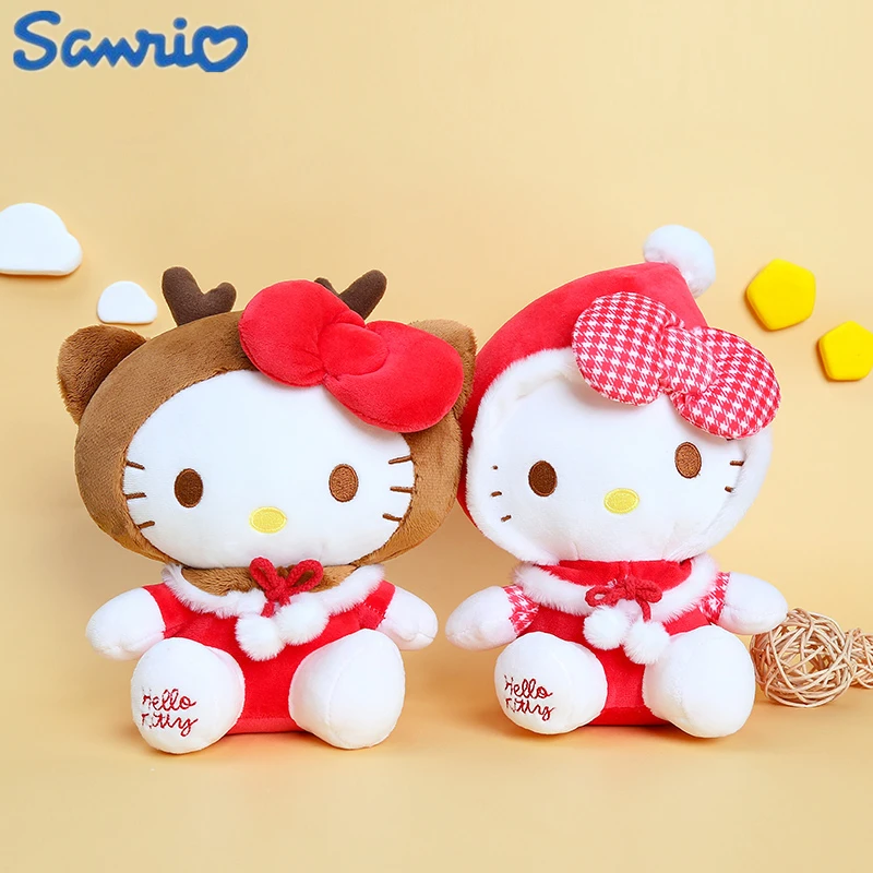 

Sanrio Genuine Hello Kitty Christmas Series Doll Kawaii Elk Cross-dressing Plush Play Toy Cartoon Soft Pillow Children's ToyGift