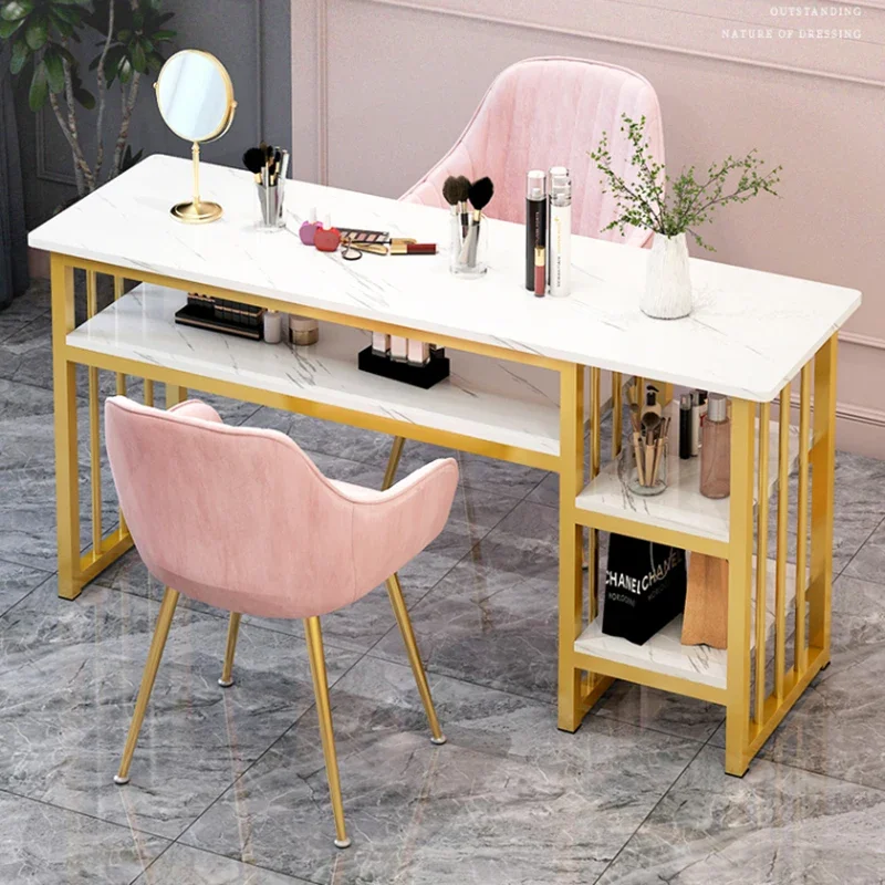 

Nordic Modern Simple Manicure Table Professional Aesthetictable Nail Desk Storage Golden Mesa De Manicure Salon Furniture KMNT