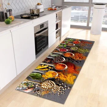 VIKAMA Tappeto scandinavo impermeabile Antibatterico Resistente alle macchie Spezie Stampato in lavatrice Tappeti da cucina moderni lavabili Decorazioni per la casa 1