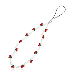 Trendy Cherry Beaded Phone Charm Lanyard for Women - Stylish Keychain Accessory (A)