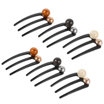 6 Fermagli per Capelli Francesi a U in Plastica, Forcine a 3 Punte, Fermagli Vintage per Chignon e Acconciature Francesi