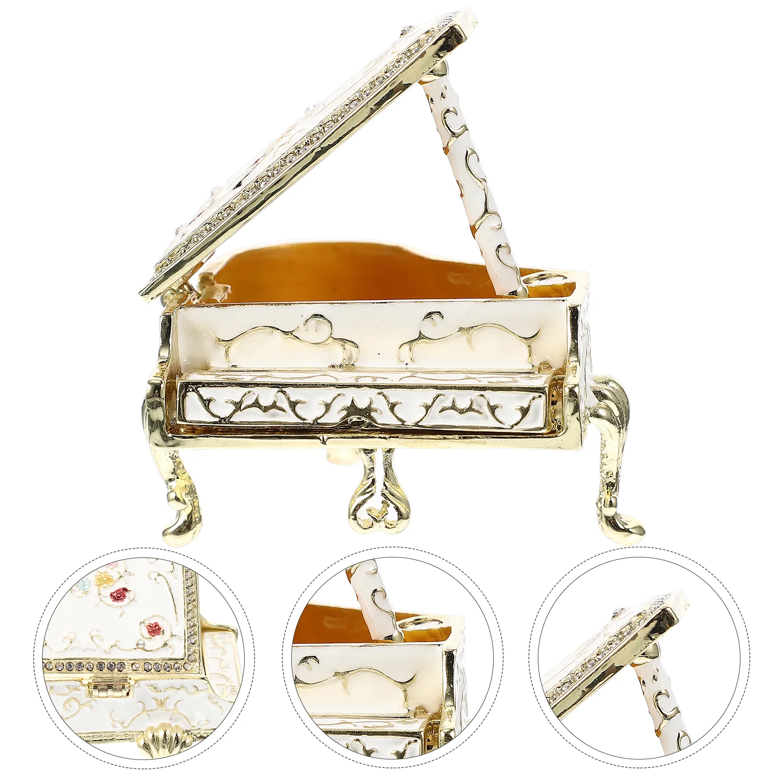 

Enamel Diamond Inlaid Miniature Piano Ornament Home Desktop Decor Tabletop Ornament Trinket Holder