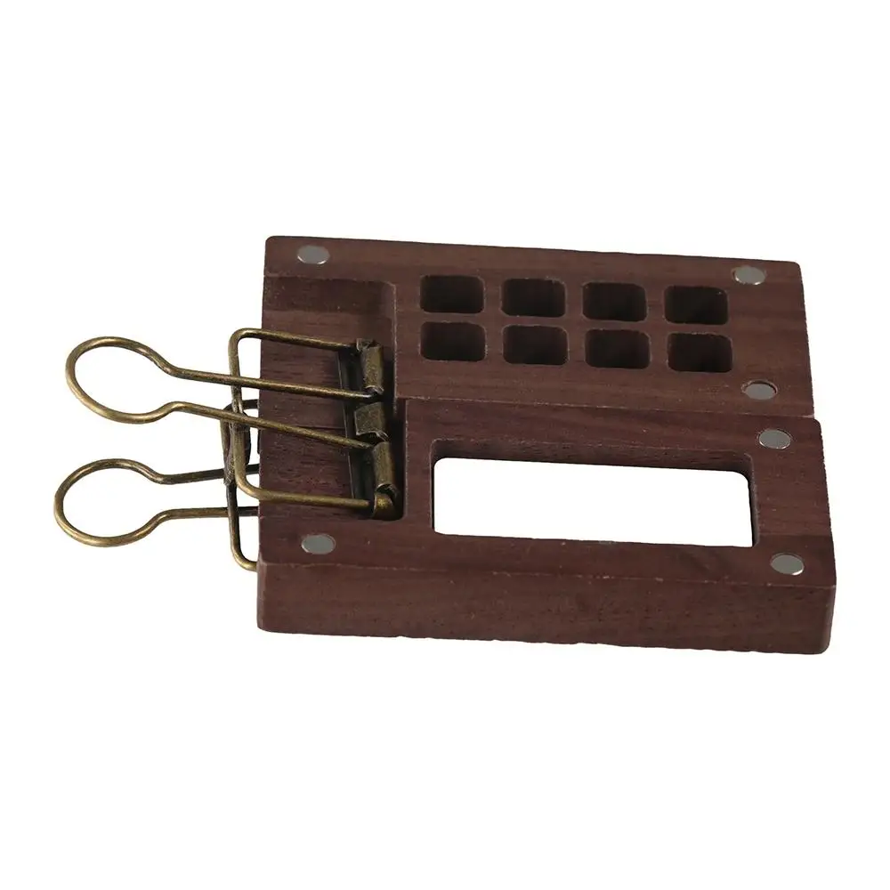 빈 상자 미니 수채화 물감 팔레트 블랙 월넛 휴대용 나무 페인트 빈 상자 나무 8칸