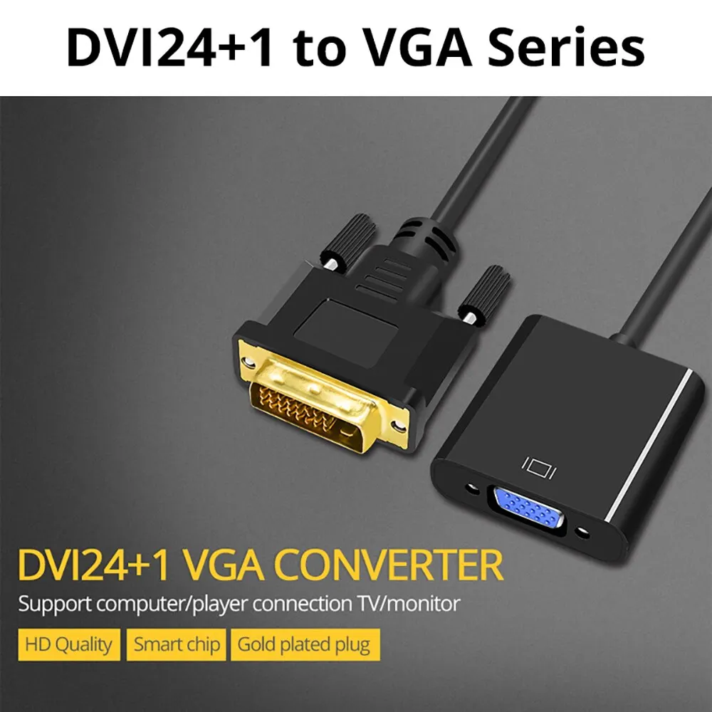 HDMI to VGA Adapter Cable Full HD 1080P DVI D DVI To VGA 24 + 1 25Pin to 15Pin for PC Computer Monitor