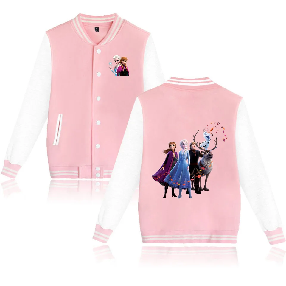 

Frozen Elsa Anna Baseball Jacket Men Women Hip Hop Harajuku Jackets Streetwear Kids Boys Girls Loose College Coats