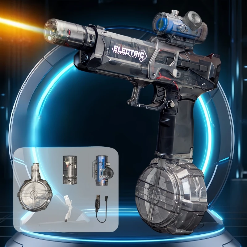 Electric Water Gun Pulse Water Gun Self-integrated Automatic Water-Absorbing Large-Capacity Lighting Children's Water Gun Toys 6