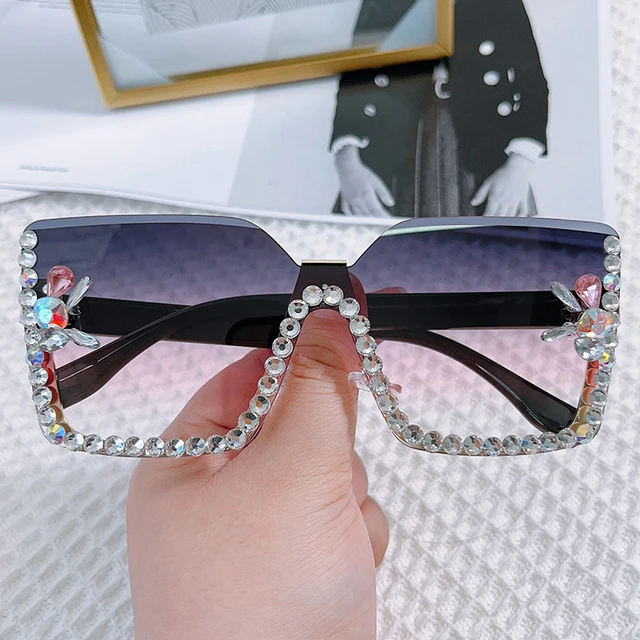 Rimless Rhinestones Sunglasses  Y2k Rimless Stones Sunglasses - Y2k  Sunglasses Women - Aliexpress