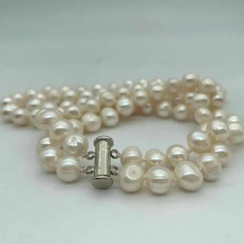 DOUBLE STRAND 8-9 MM AKOYA SALTWATER PEARL NECKLACE 17-18inch