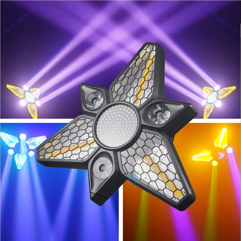 LED 280W Full Color Rotating Moving Head Light Triangle Maple Leaf Retro Lights DMX Voice Control For KTV Bar Background