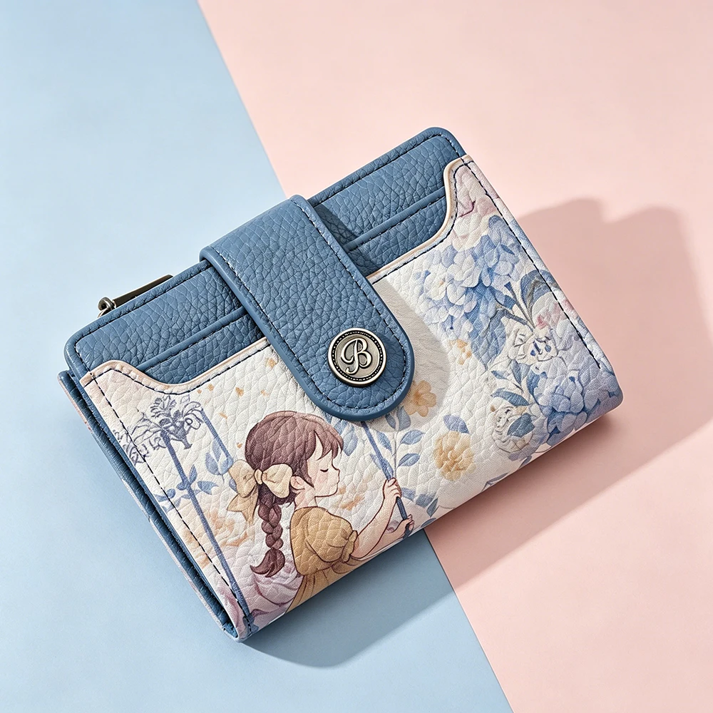 Floral Print Women's Large Capacity Wallet with Card Holder and Zipper Coin Purse