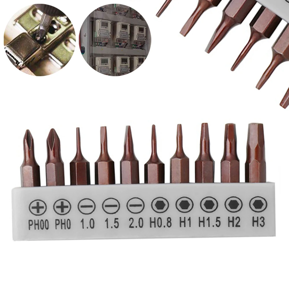 

10pcs Steel Screwdriver Bits Set 4mm Hex Shank Hexagon Slotted Cross Screwdriver Repair Small Parts Hand Tool Accessories