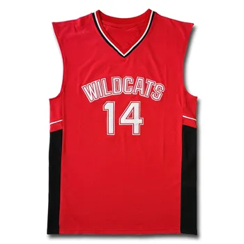 Zac Efron Troy Bolton East High School Wildcats No 14 Red Retro Basketball Jersey Men Stitched  Jerseys Sport Shirt 1