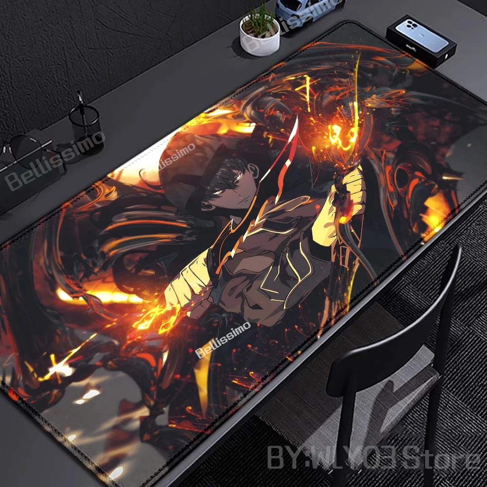 Premium Anime Solo Leveling Gaming Desk Mat - Extra-Large Non-slip HD Mouse Pad with Locking Edges (90x40cm)
