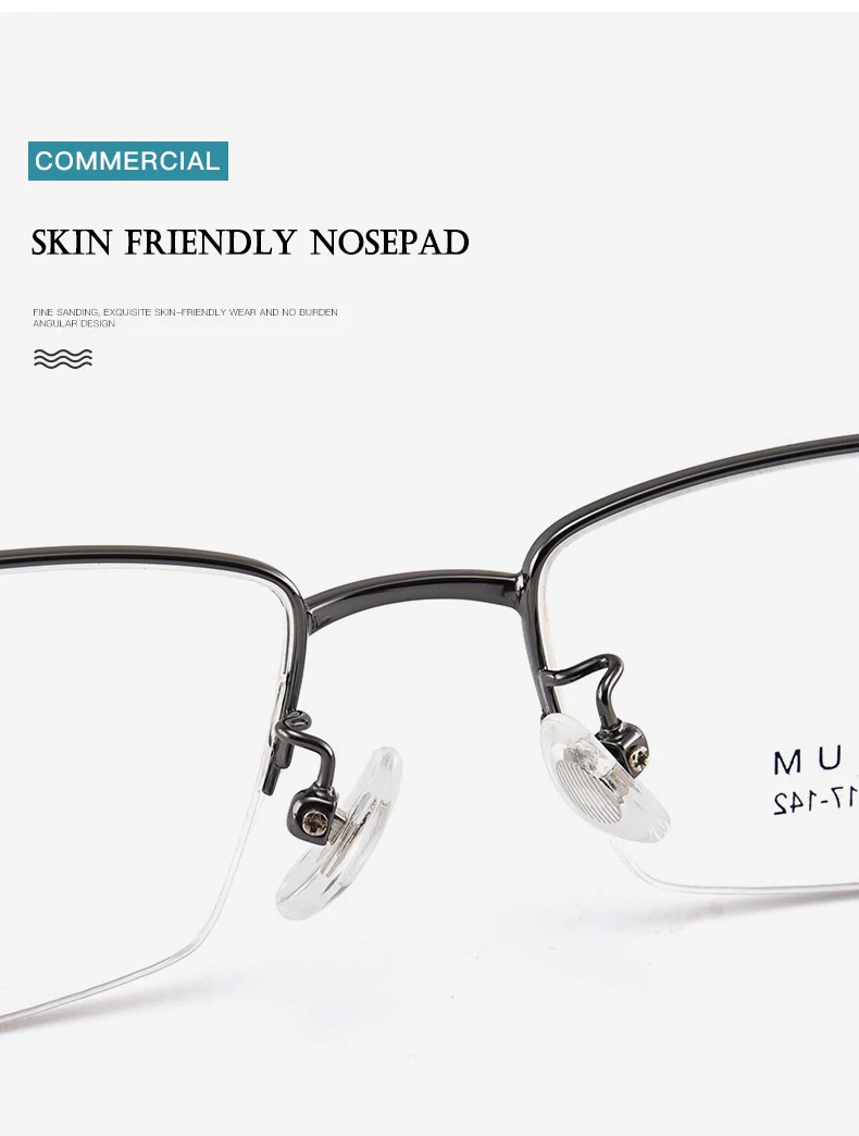 Hotochki Men's Semi Rim Polygon Square Titanium Eyeglasses 2