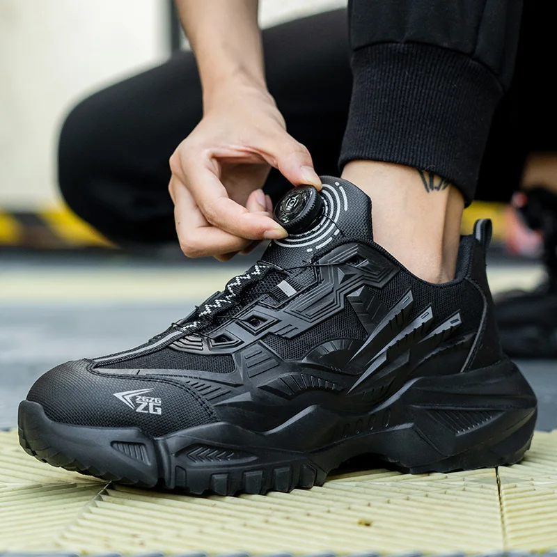 

High-quality Safety Shoes Men Steel Wire Rotary Buckle Work Sneakers Indestructible Shoes Anti-smash Anti-puncture Work Shoes