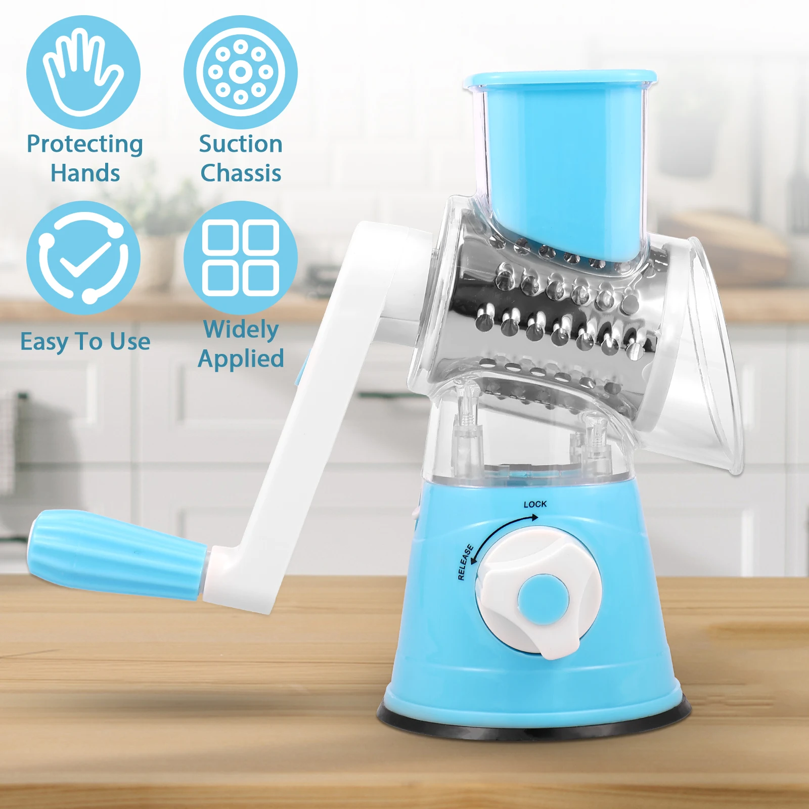 Rotary Cheese Grater, Graters For Kitchen, Cheese Grater Efficient  Vegetable Slicer Grater With 3 Different Types Of Interchangeable Stainless  Steel B