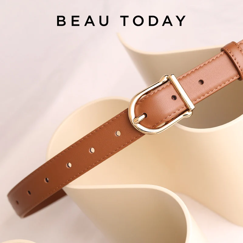 

BEAUTODAY Classical Belts Women Geniune Cow Leather Metal Buckle 100cm Solid Color Ladies Accessories Handmade B46