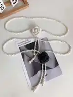 1pcs Pearl Waist Belt Women's New Style Camellia Decorative Versatile Waist Belt Matching Dress Coat Jacket Fashion Elegant Belt - Image 3