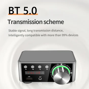 50W+50W Infineon MA12070 Bluetooth 5.0 Digital Audio Power Amp Class D USB AUX TF Home Theater HiFi Stereo Mini Amplifier 1