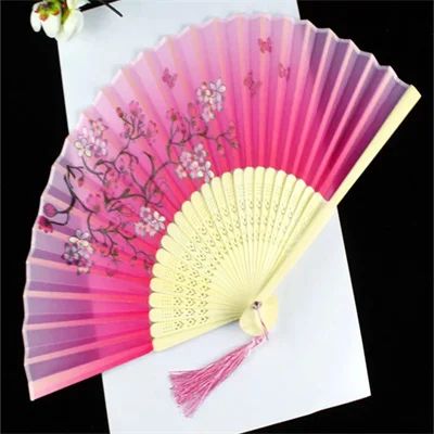 Foldable Silk Hand Fan - Bamboo Halloween Cosplay Prop  Party Decoration