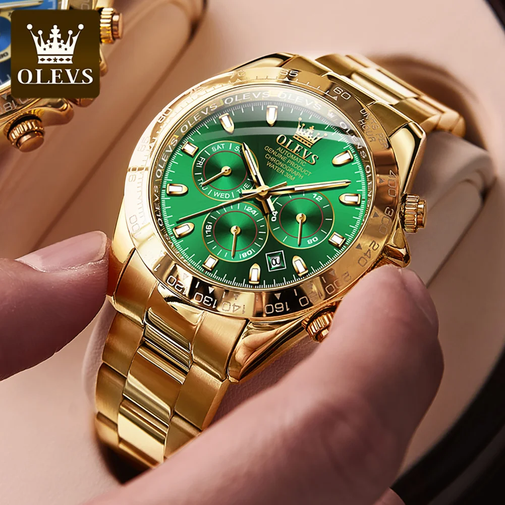 

OLEVS Luxury Automatic Watch For Men Waterproof Mechanical Multifunction Watches Gold Original Man Wristwatch Relogios Masculino